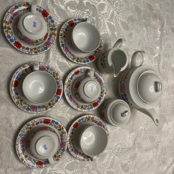 Hungarian Kalocsa Porcelain Tea Pot Creamer Sugar Bowl W/ Etsy