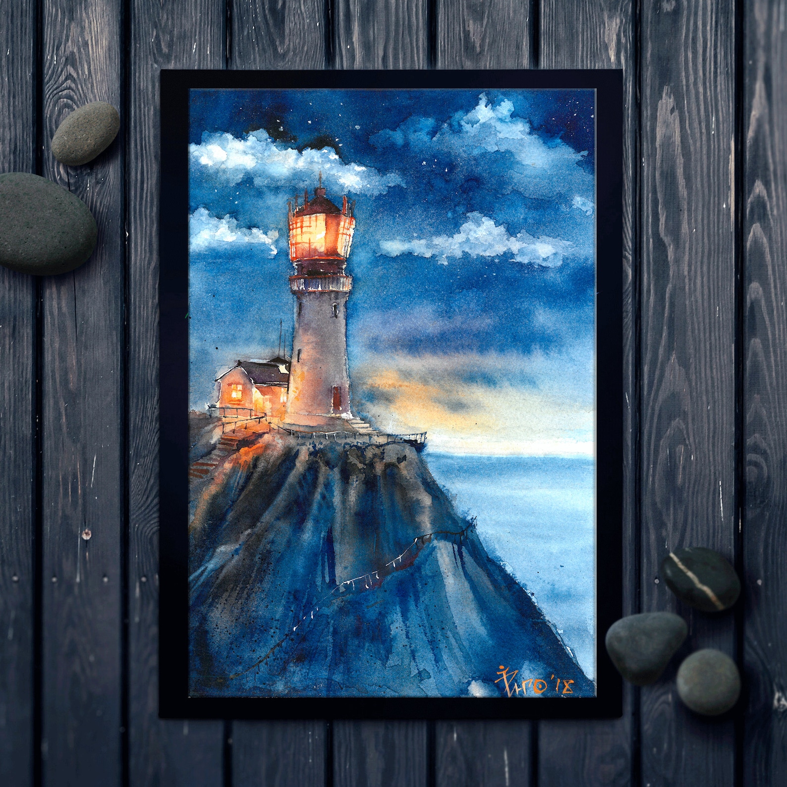 Lighthouse gift. Set Of 2 Prints wall art. Bay and nautical Etsy