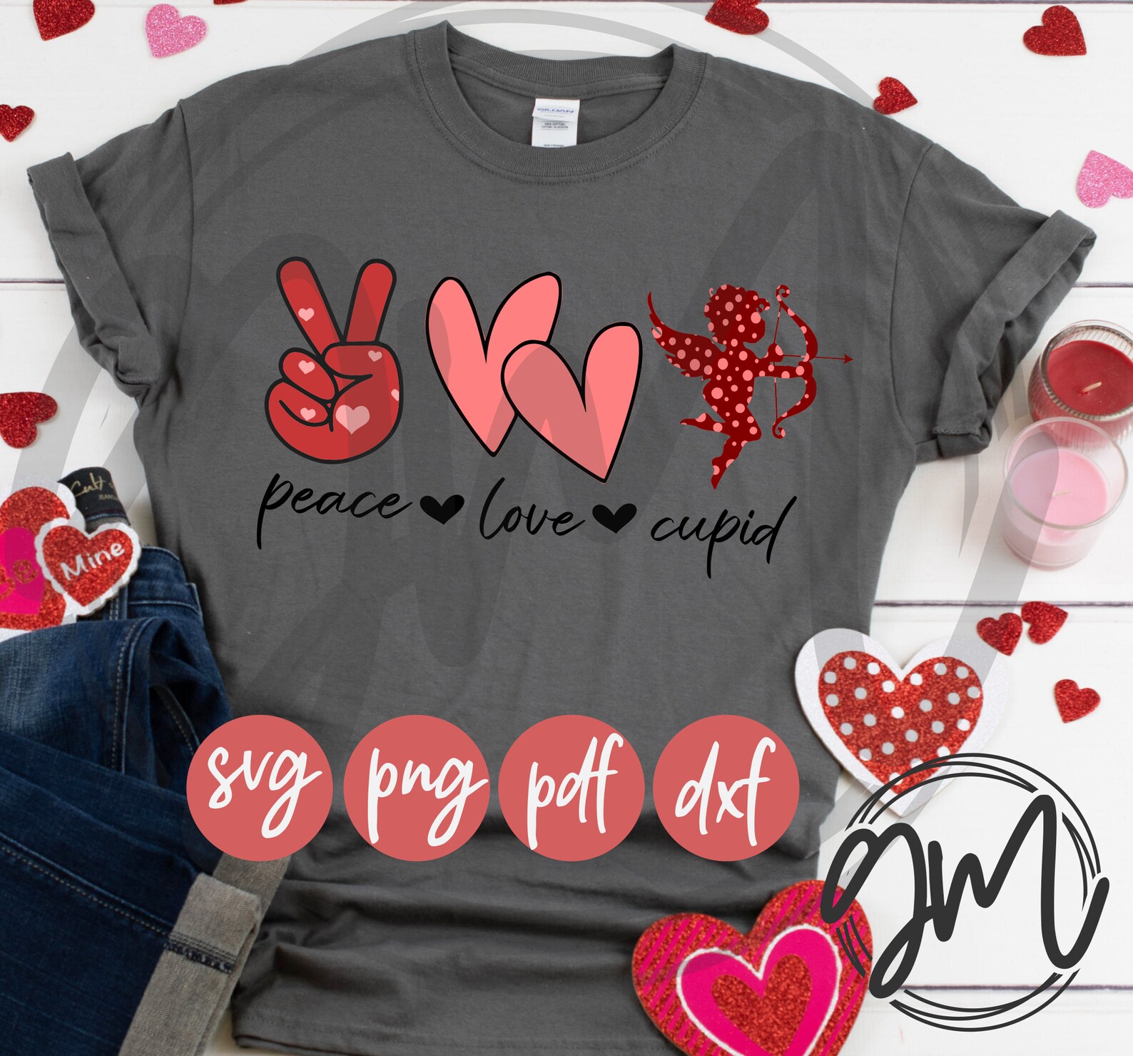Peace love and cupid svg png pdf dxf valentines day shirt  etsy Peace love and cupid svg png pdf dxf valentines day shirt  etsy