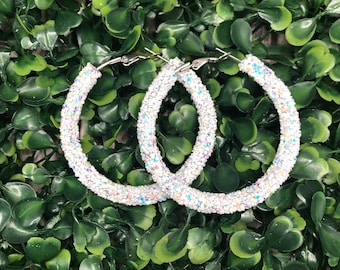 White Glitter Rope Hoops