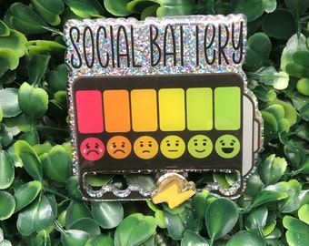 Social Battery Badge Reel