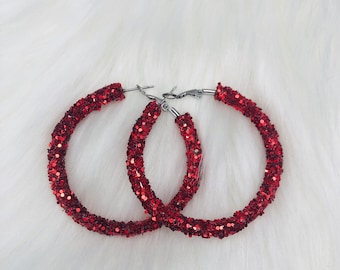 Red Glitter Rope Hoops