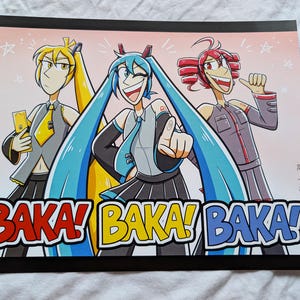 Triple Baka Print | 10&quot; x 8&quot; Art Print | Hatsune Miku, Akita Neru, Kasane Teto, Vocaloid