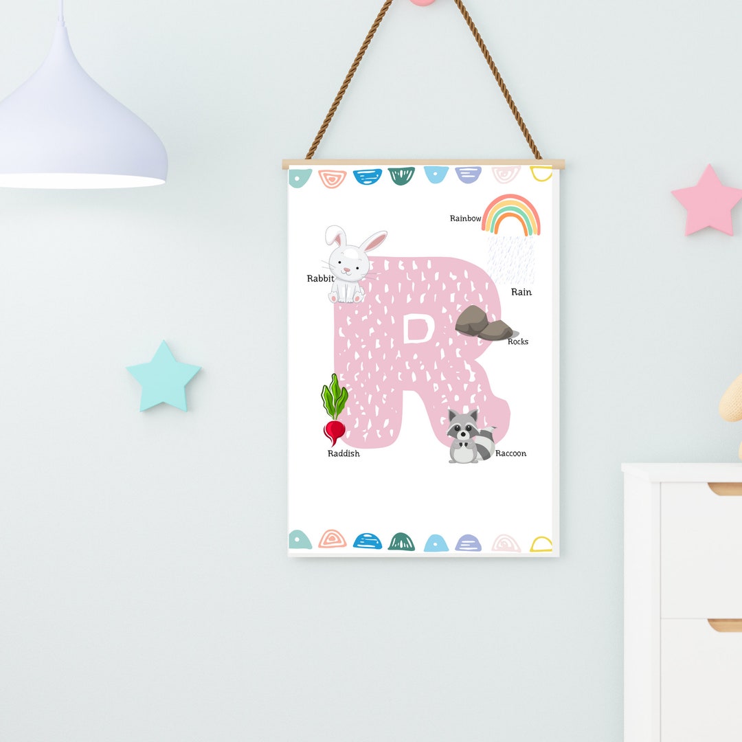 Room Decor With R Letter R Print- Letter R for Girls- Pink Letter R- Initial Letter R ...