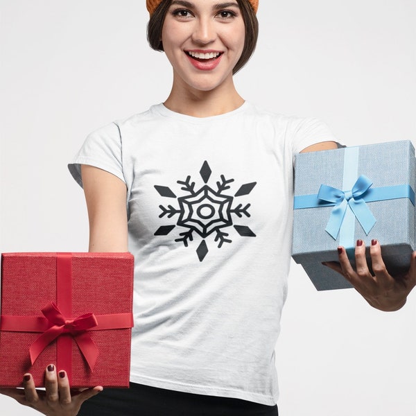 Schneeflocke T-Shirt Bedruckte T-Shirts für Winter, Frauen, Kinder, Unisex Schneeflockenbekleidung und T-Shirts