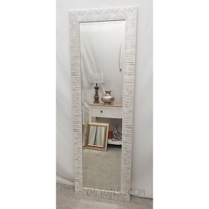 John Lewis Blanca Wood Frame Wall Mirror Bevelled Glass Silver White Full Length Tall Wide Rectangular Home Interior Decor 132X53 cm