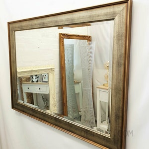 Full Length 63-in Wall Mirror with Quality Wood Frame and Antique Silver Gold Accents main image 1