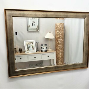Full Length 63-in Wall Mirror with Quality Wood Frame and Antique Silver Gold Accents main image 0