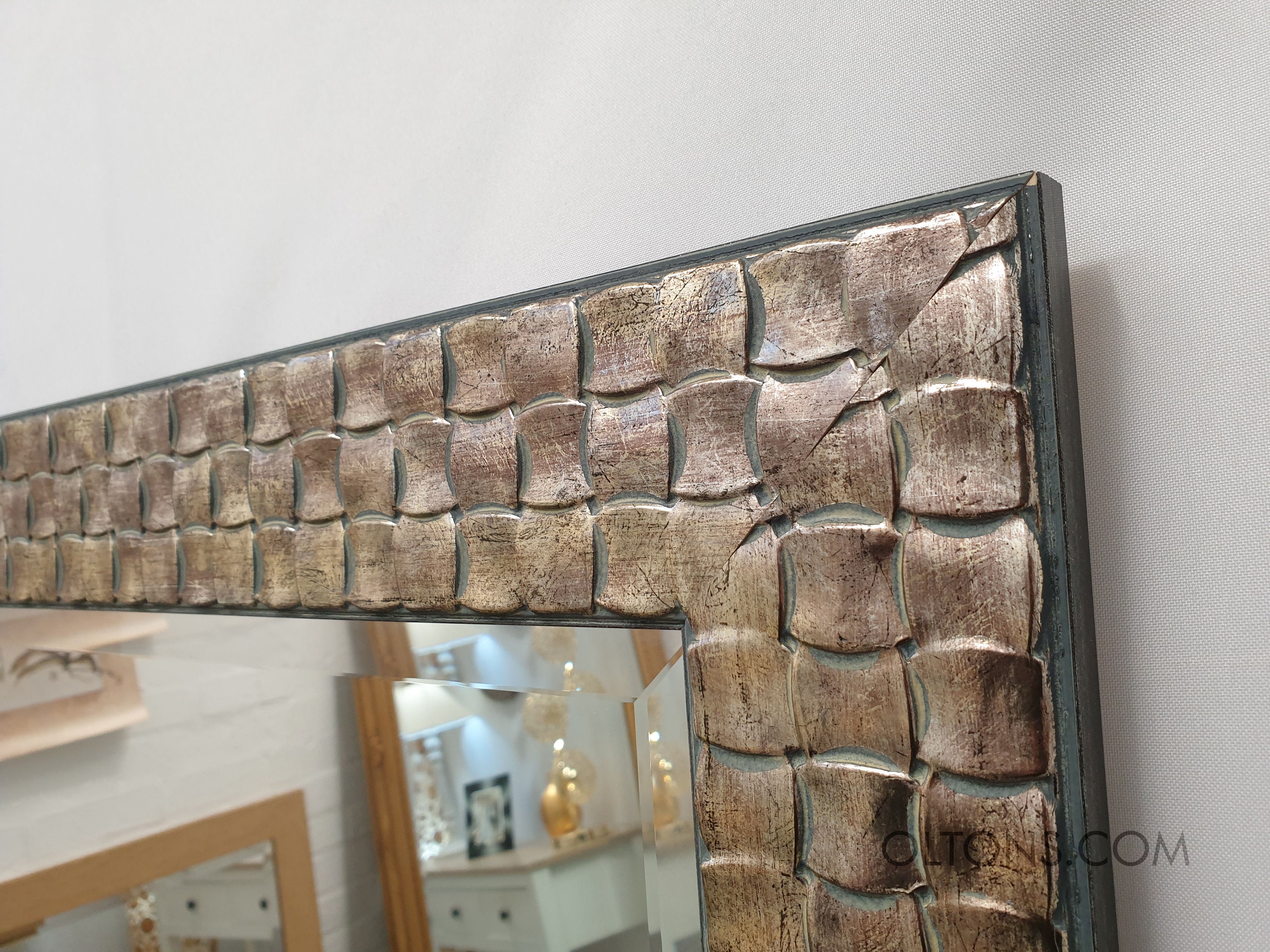 Full Length Wall Mirror Wood Square Mosaic Design Frame Full Length Wall Mirror Wood Square Mosaic Design Frame