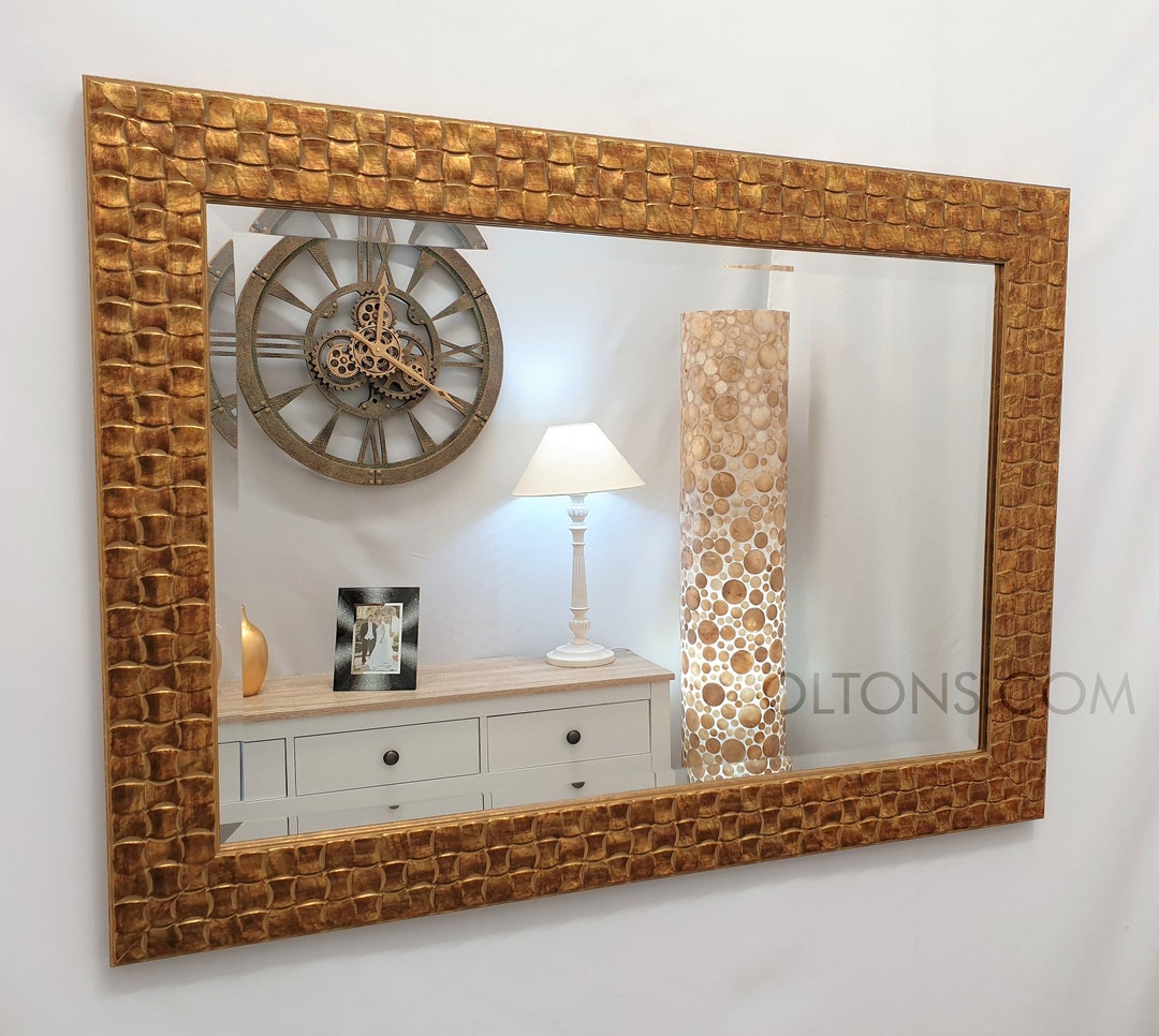 John Lewis Gold Mosaic Large Wall Mirror Solid Wood Frame Etsy