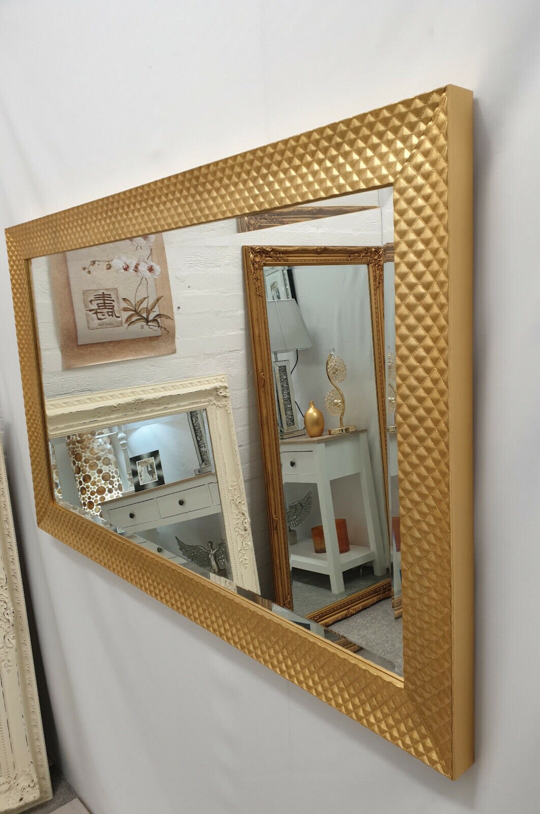 Casa Gold Wall Mirror Chunky Wood Frame Mosaic Design Bevelled - Etsy