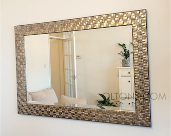 Casa Gold Espejo de Pared Marco de Madera Gruesa Diseño de Mosaico