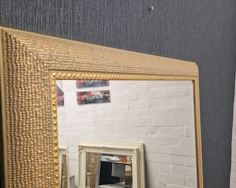 Ornate Gold Gilt Wood Frame Mirror: Hollywood Regency Decor (41” X