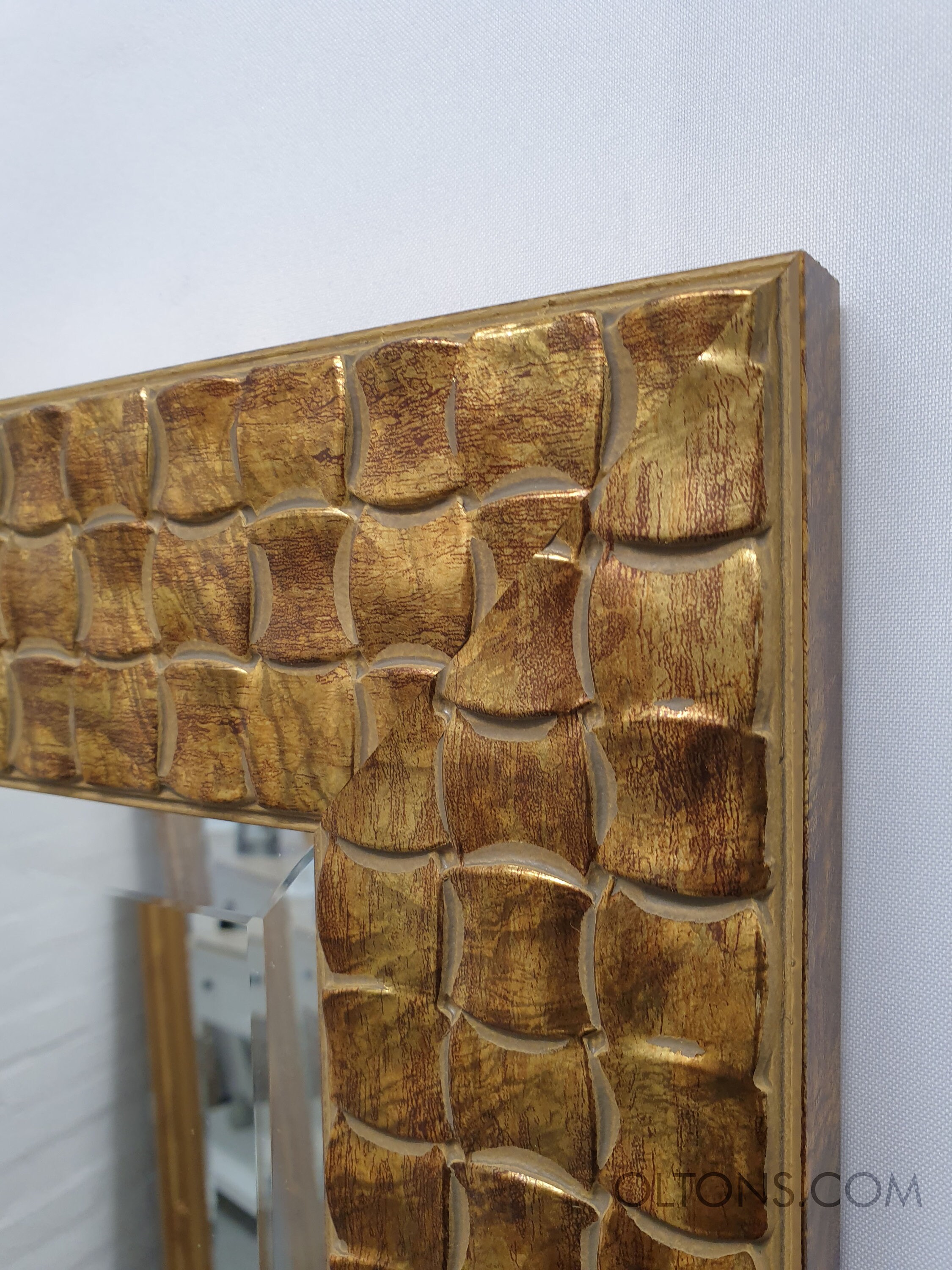 Espejo de Pared Marco de Diseño de Mosaico Cuadrado de Madera en Color  Dorado Espejo de Borde Biselado 106x76cm 42x30 pulgadas -  México