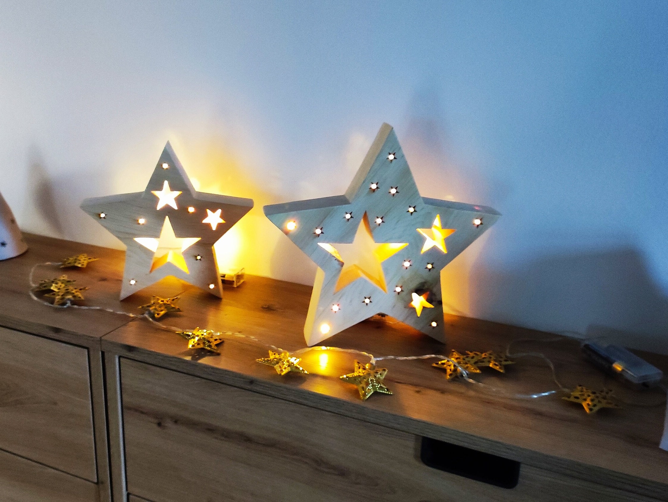 Holzstern beleuchtet - Etsy.de