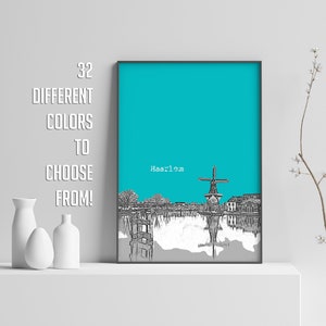 Haarlem Print, Holland Poster, Haarlem Skyline, Affiche de voyage, City Print, Office Wall Decor, Haarlem Pays-Bas
