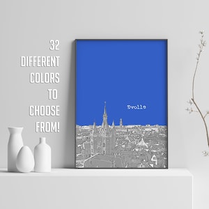 Zwolle Print, Holland Poster, Zwolle Skyline, Travel Poster, City Print, Office Wall Decor, Zwolle Netherlands