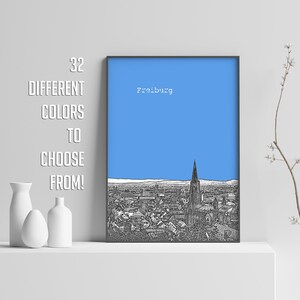 Freiburg Print, Germany Poster, Freiburg Skyline, Travel Poster, City Print, Office Wall Decor, Freiburg Germany