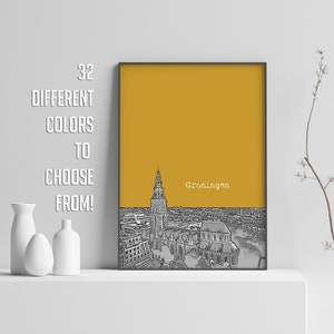 Groningen Print, Holland Poster, Groningen Skyline, Travel Poster, City Print, Office Wall Decor, Groningen Netherlands