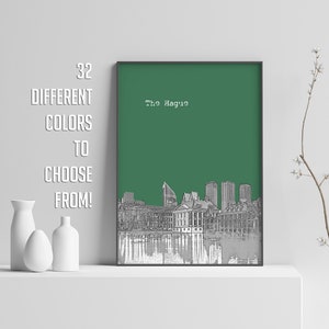 The Hague Print, Holland Poster, The Hague Skyline, Travel Poster, City Print, Office Wall Decor, The Hague Netherlands