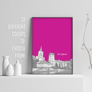 Stampa di Avignone, Poster della Francia, Skyline di Avignone, Poster di viaggio, Stampa della città, Decorazione da parete per ufficio, Avignone, Francia