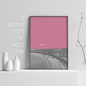 Skyline della città, poster di viaggio, bella stampa - Poster della città di Nizza / Stampa Francia / - Decorazione murale con paesaggio urbano Francia