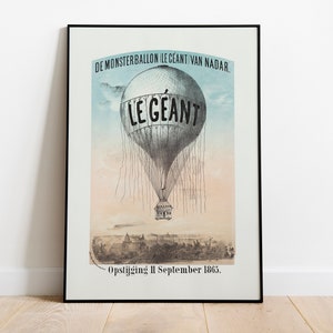 Hot Air Balloon, Vintage Prints - PRINTABLE WALL ART- Travel Poster, Wall Decor