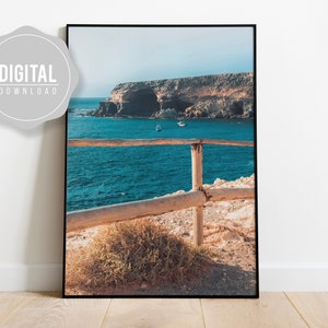 Decoración de pared con océano - ARTE DE PARED IMPRIMIBLE - Paisaje marino para sala de estar - Póster de viaje moderno - Fotografía Islas Canarias España
