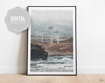 Beach Photography Wall Art Print, INSTANT DOWNLOAD, Large Printable Ocean, Beach Wall Art, Coastal Decor, Canary Islands, Spain