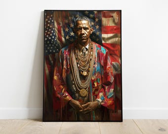 Barack Obama Art Print: Political Oil Painting Portrait