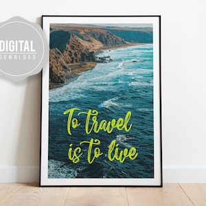 Póster de viaje con cita impresa - Arte mural inspirador tipográfico I Islas Canarias España I DESCARGA INSTANTÁNEA - Decoración moderna