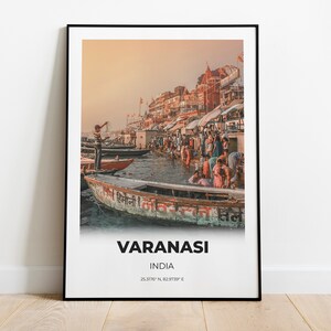 City Print Travel Poster Varanasi - INSTANT DOWNLOAD - Office Decor, Large Poster, India Ganges Photography Wall Art