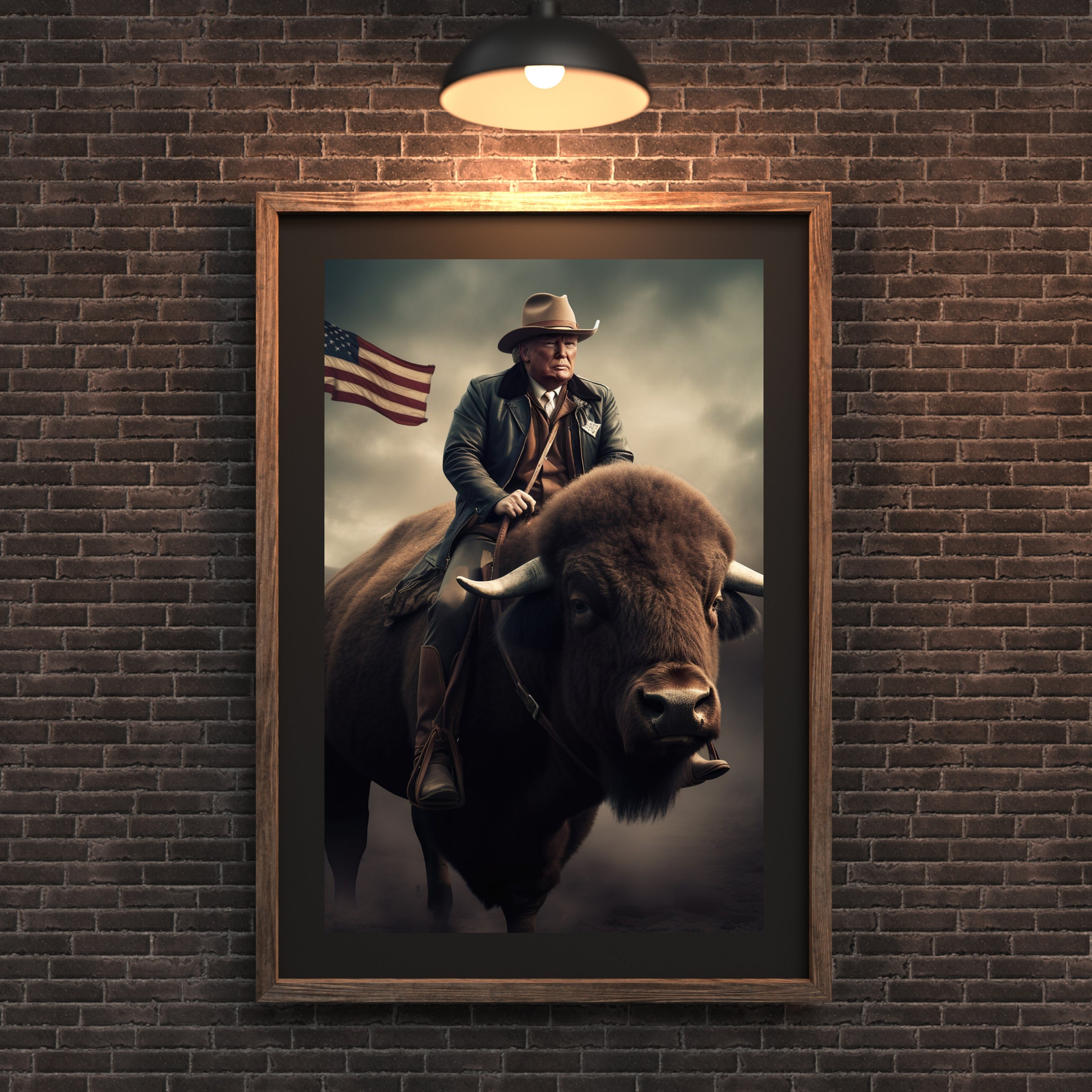 Donald Trump Riding Buffalo Art Print: Americana Poster - Etsy
