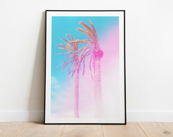 Pink Palm Tree Art Print: Tropical Wall Decor (Digital Download)