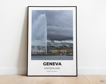 Geneva Switzerland Wall Decor, Lake Geneva Photo, Geneva Wall Hanging, Geneva Art, Switzerland Print, Switzerland Wall Art, Geneva Poster