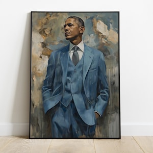Barack - Barack Obama - Dipinto a olio - Ritratto di Barack Obama - Stampa artistica - Arte politica - Stampa di Obama - Arte ispiratrice - Moda