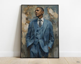 Barack Obama Oil Painting Art Print: Political Portrait