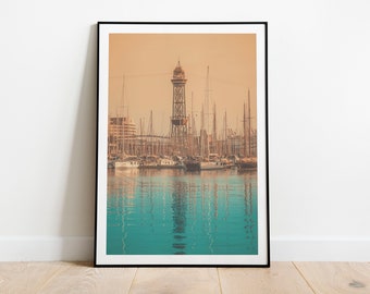 Havenafdruk van Barcelona: vintage stadsgezicht (digitale download)