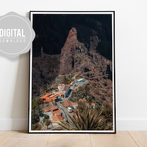 Fotografía de paisaje de Masca - DESCARGA INSTANTÁNEA - Decoración de salón - Póster de viaje, Islas Canarias, España