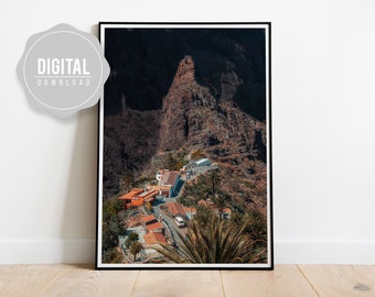 Masca Print Landscape Photography - INSTANT DOWNLOAD- Livingroom Decor - Travel Poster, Canary Islands Spain
