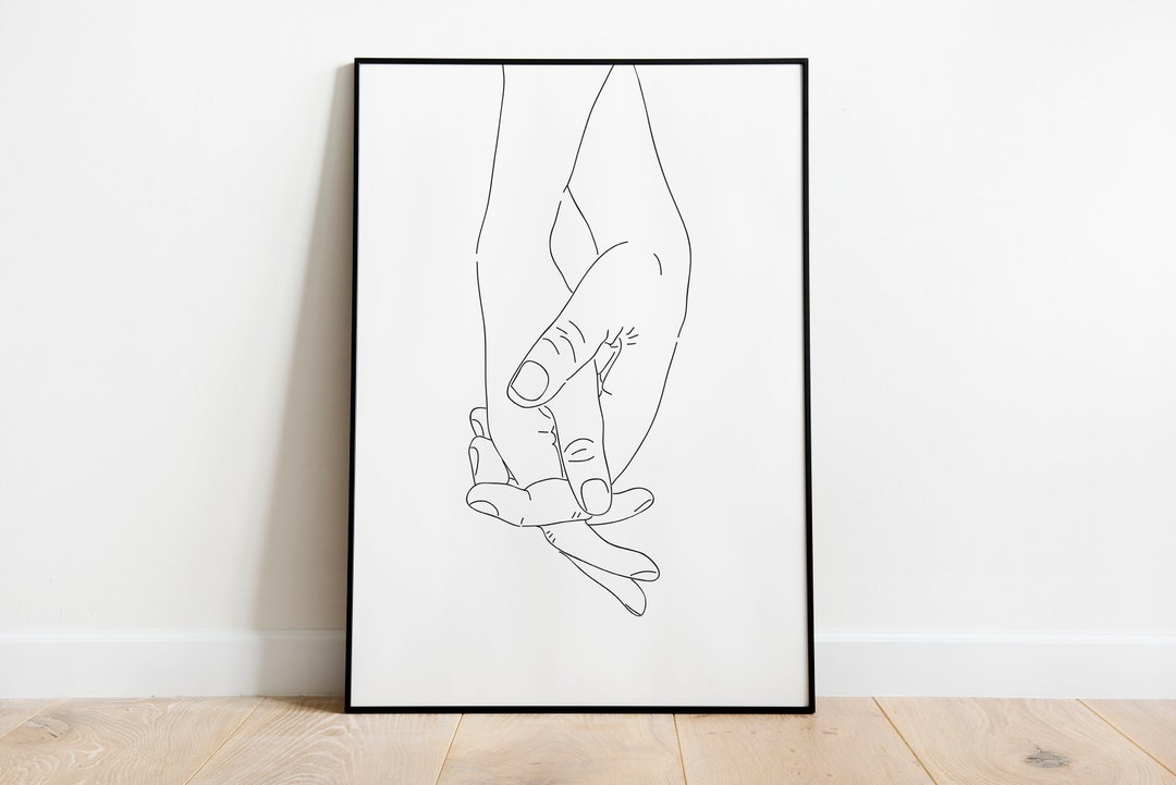 Holding Hands Line Art Print: Minimalist Couple Poster - Etsy