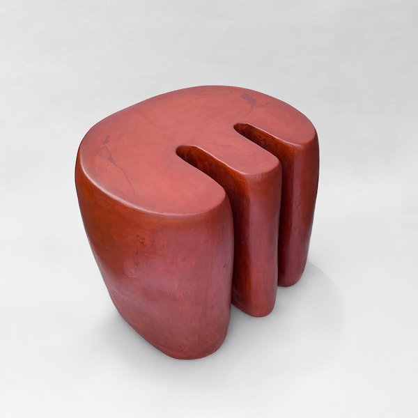 Handmade Sculptural Side Table: Organic Alabaster Plaster, Limited Edition