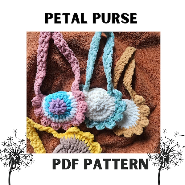 petal purse, crochet bag, crochet purse, flower petal, toddler and child size