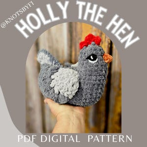 Patrón de pollo a crochet, patrón de amigurimi, crochet, gallina acebo, patrón en pdf, peluche