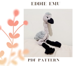 Eddie Emu Snuggler Patrón crochet amigurumi lovey