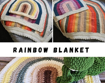 Crochet Rainbow Blanket Pattern, Baby Blanket (PDF Pattern)