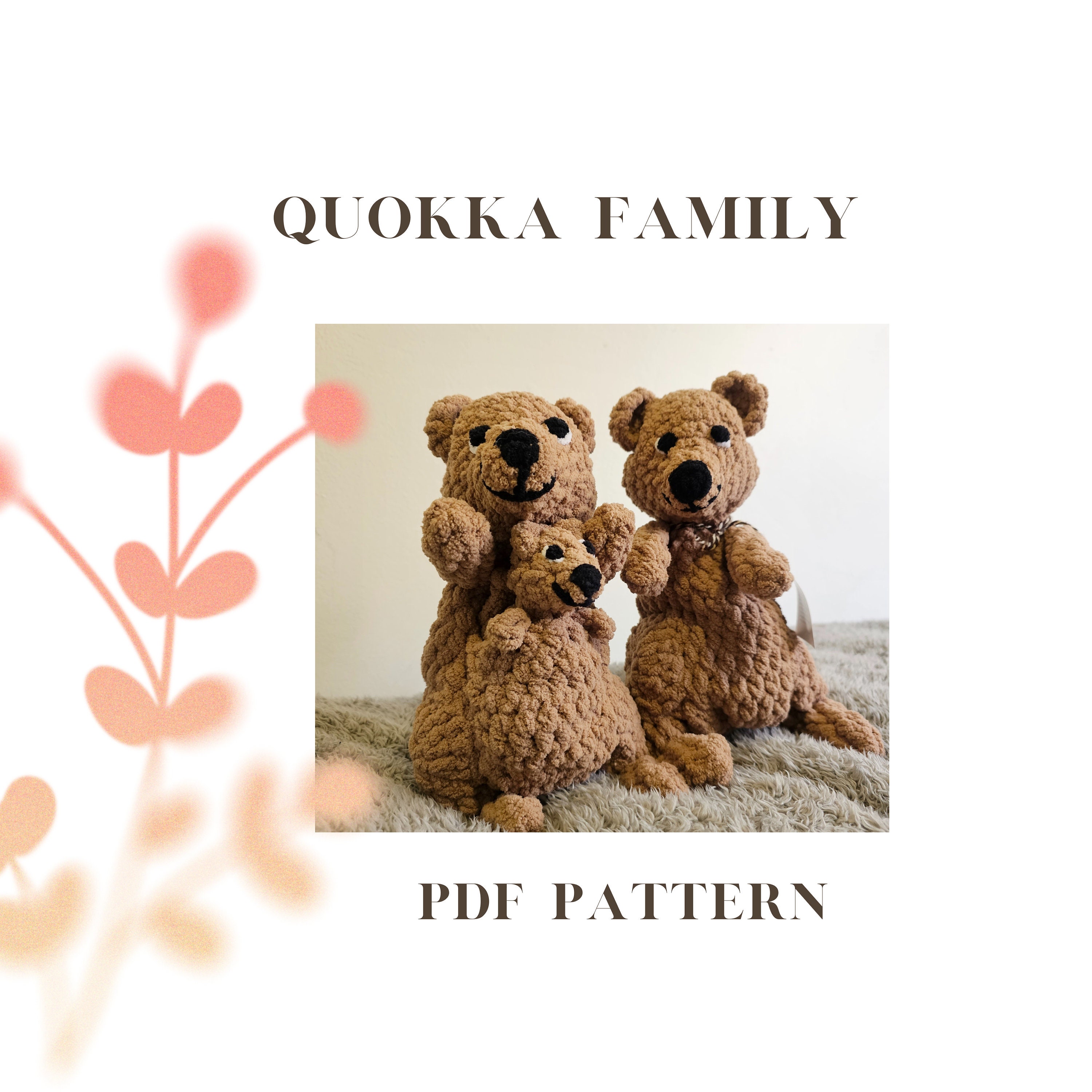 40 Crochet Stuffies with Cows, Frogs, Koalas, and Cthulhu 36 Quokka family Pattern crochet amigurumi lovey stuffie