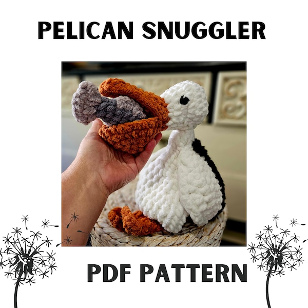 Pelican crochet pattern, amigurimi pattern, crochet Pelican, lovey, snuggler pattern