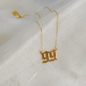 Year Necklace, Custom Number Necklace, Year Birth Date, Custom Name Necklace Year Chain, Gothic Necklace, Graduation Gift, Birthday Gift,