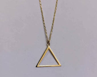 Collar triangular de oro de 14 quilates: delicado colgante geométrico